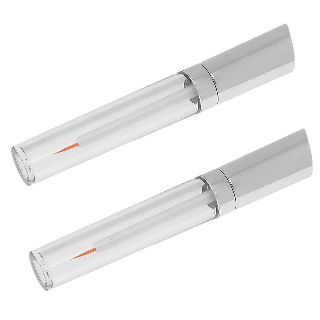 2pcs 5ml Silver Cap Acrylic Empty Eyelashes Tube Eyeliner Vials Bottle for Eyelash/Eyebrow Growth Serum Castor Oil