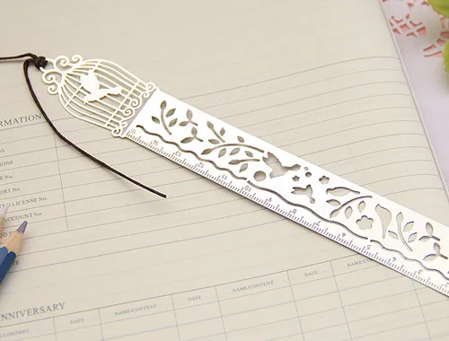 B Kawaii Beautiful Fairy Tale Creative Hollow Ultra-thin Metal Ruler Bookmark Rulers Student Prizes Korean Creative Stationery