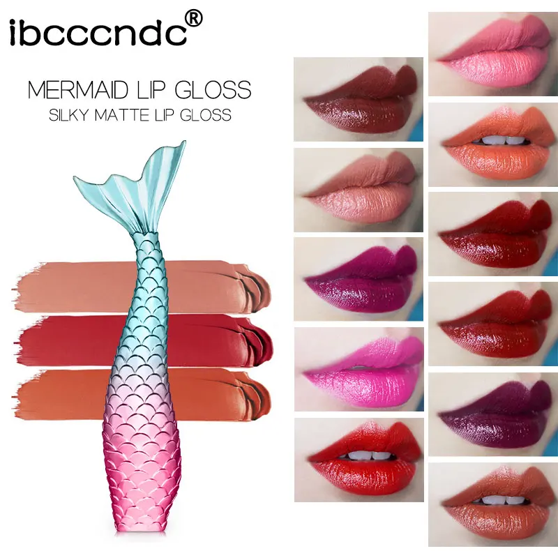 

20 Colors Mermaid Lip Gloss Matte Waterproof Glitter Liquid Velvet Lipstick Shimmer Shiny Matte Lip Gloss Lip Tint Makeup