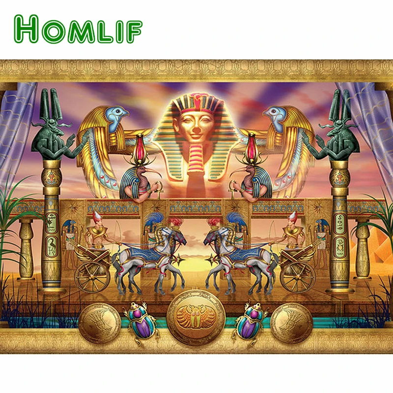 

HOMLIF DIY 5D Diamond Embroidery Egypt pharaoh Diamond Mosaic Pattern Square Diamond Painting Cross Stitch Kits sticker Decor