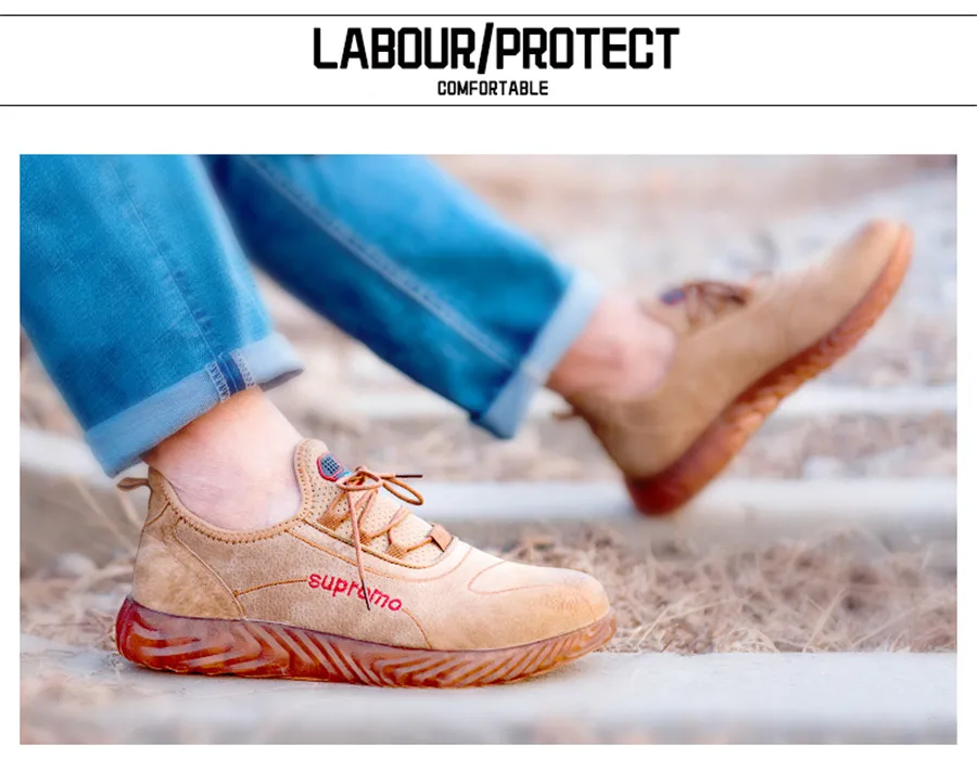 Мужские ботинки со стальным носком; дышащие повседневные ботинки из натуральной кожи с защитой от проколов; Мужская Рабочая обувь