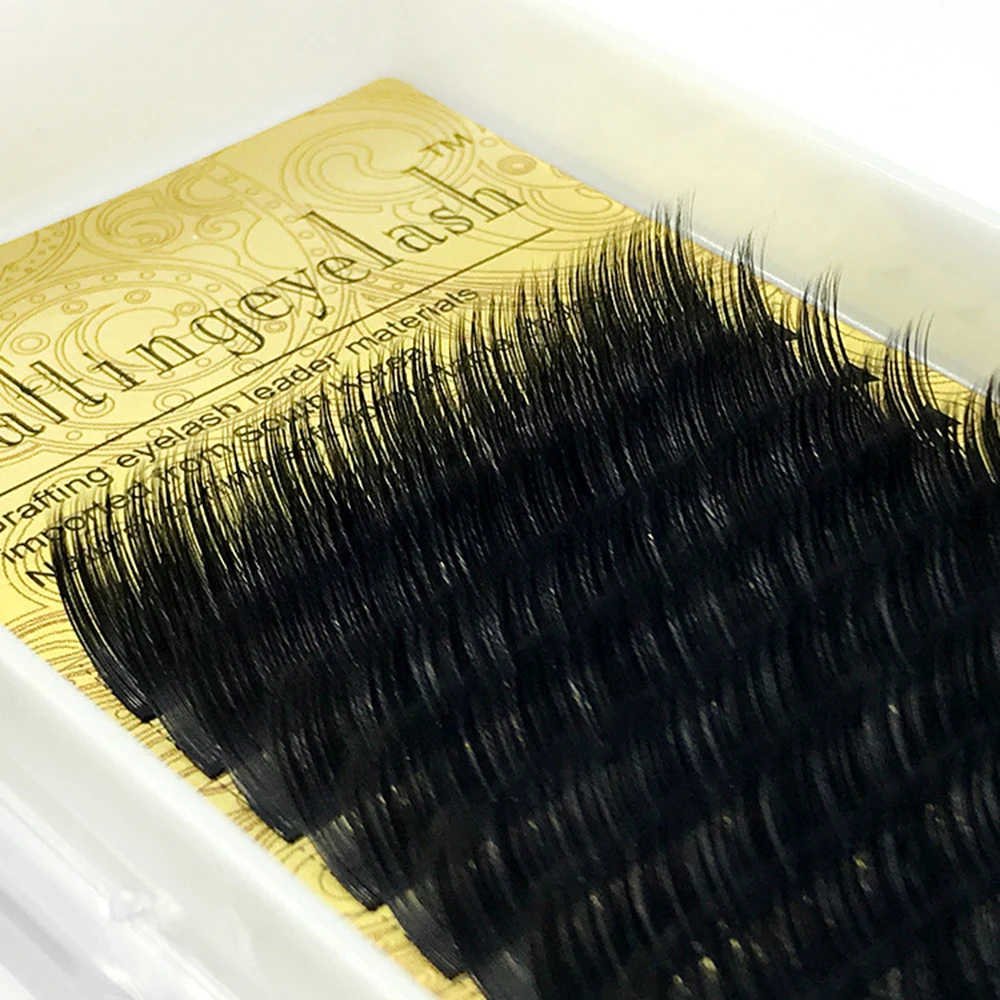 

12 Lines Individual Matte Ellipse Flat Black Long False Eyelashes Split Tips Fake Eye Lashes Extensions Tools 0.15/0.2 B/C/D
