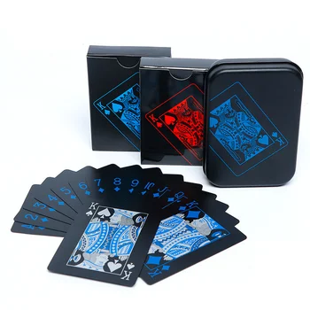 

Gift Poker Golden Playing Cards Set Waterproof Plastic Black Color Poker Card Classic Magic Tricks Tool Poker Games Poker Set
