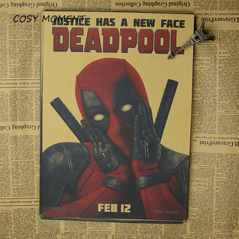 

COSY MOMENT Marvel Movie Dead pool Superhero Poster Vintage Kraft Wall Decorative Ryan Reynolds Movies Poster QT271