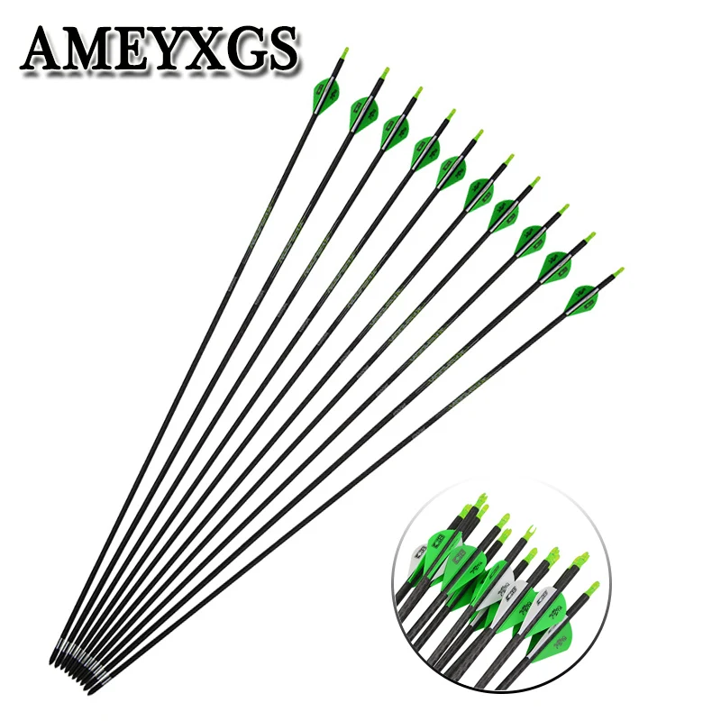 

6/12pcs Spine350 Mix Carbon Arrow Turkey Feather Archery ID:5.2mm Outdoor hunting Shooting Accessories