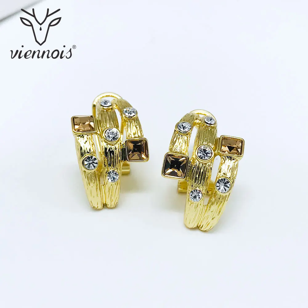 

Viennois Stud Women Irregular Earrings Vintage Retro Style Gun/Gold Rhinestone Crystal Earring with for Earrings