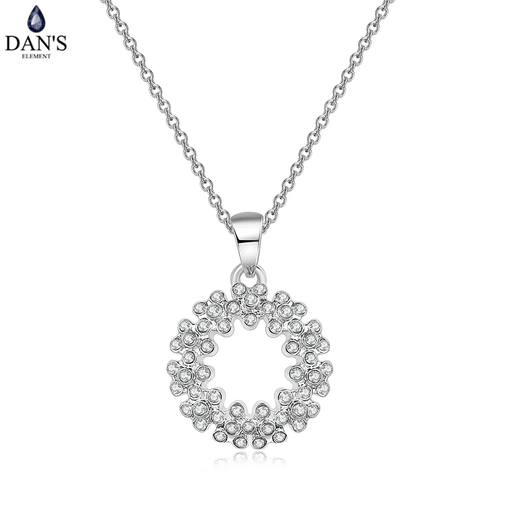 

DAN'S ELEMENT Pendant Necklace For Women Elegant Flower Cubic Zirconia Rose Gold Silver Color Gift Fashion Jewelry DEN003