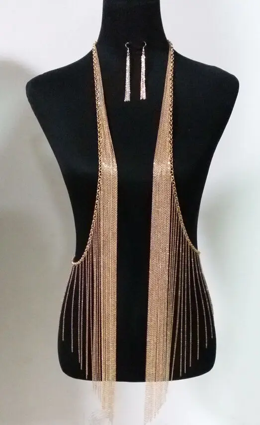 free shipping Gorgeous Gold Fringe Body Chain |