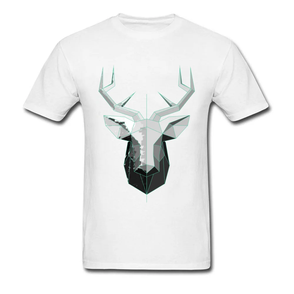 Deer Polygon 2018 Newest Short Sleeve Printed On T Shirt Pure Cotton Crew Neck Men Tees Geek Tee Shirt Summer/Autumn Deer Polygon white