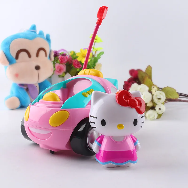 Мультфильм Doraemon Hello kitty Розовая Свинья пульт дистанционного управления электрические игрушки автомобиль дети RC автомобиль мультфильм музыкальный светильник детская игрушка для мальчиков и девочек - Цвет: hello kitty