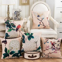 

Fancy American Country Style Flower Birds Cotton Pillow Covers Home Bedding Comfortable home Simple decorative pillowcase
