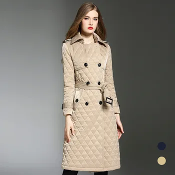 High quality winter warm women padded overcoats England style belted parkas coat women greatcoat D627 flounce trim belted coat