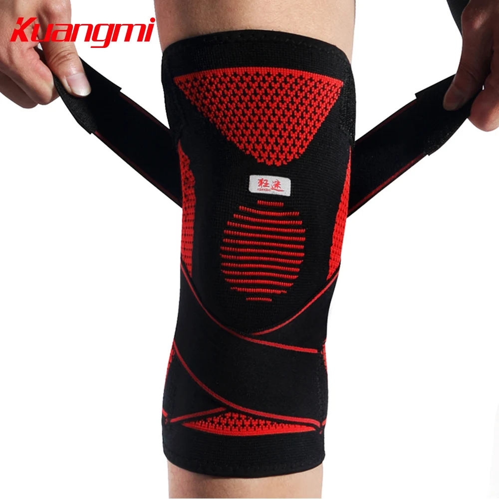 Kuangmi Silicone Knee Pads Volleyball Knee Sleeve Elastic Knee Brace Support Sports Adjustable