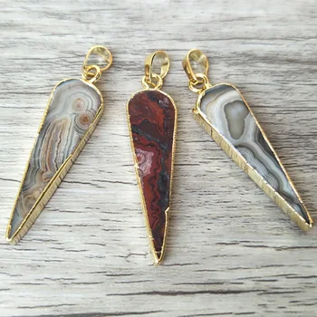 

10pcs Natural Mexico stone Pendant, gold color teardrop shaped charms Peacock Gem stone Jewelry necklace Making PD649