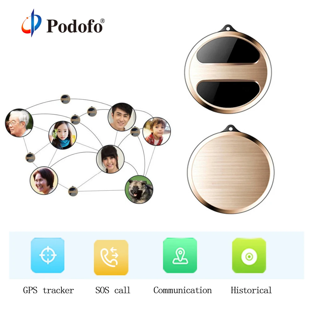 Podofo Mini GPS Trackers Locator for Kids Children Pets Cats Dogs Vehicle GPS With Google Maps SOS Alarm GSM GPRS Tracker T8
