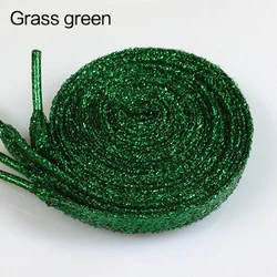 Shiny Glitter Gold and Silver Colorful Shoelaces - 16 Vibrant Colors (Grass green)