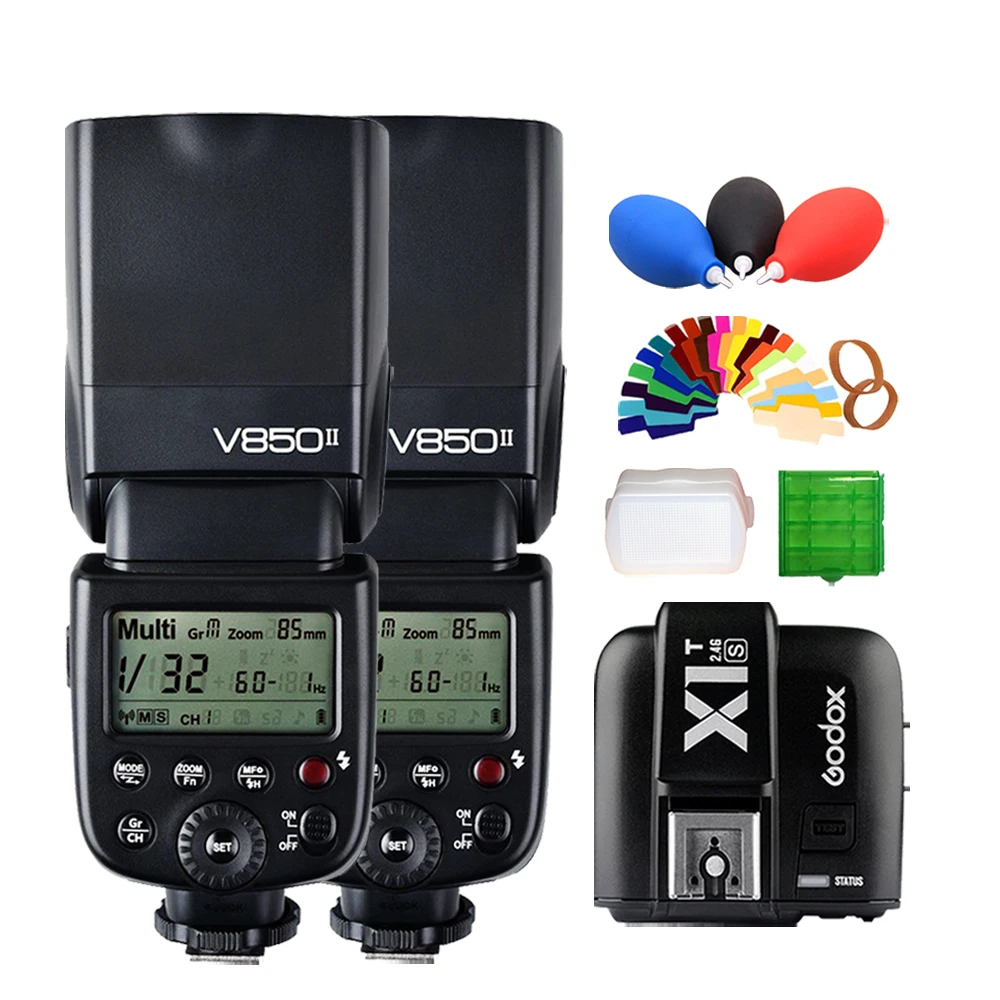 

2* Godox V850II GN60 w/ 2000mAh Li-ion Battery 2.4G Wirless X System Speedlite Flash Light + X1T-S Trigger Transmitter for Sony