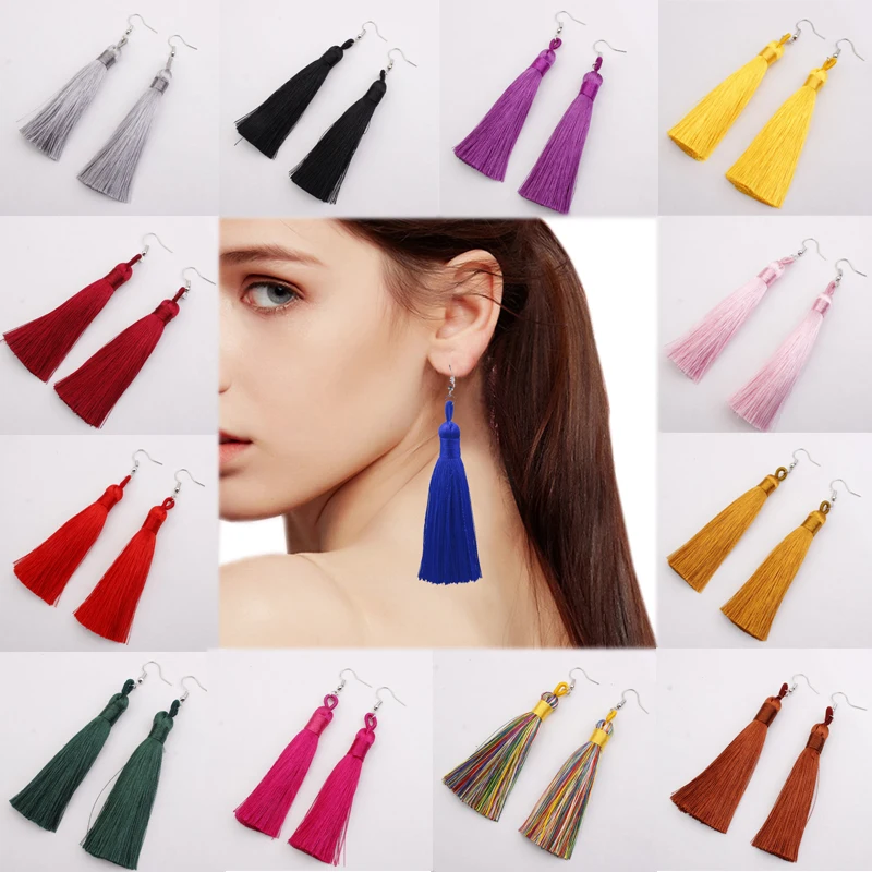 

14 Colors Drop Earring 1Pair Allergy Free Bohemia Unique Korean Long Tassel 2018 New Arrival Seaside Beautiful Seaside Gifts