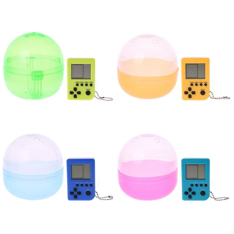 

Tetris Mini Child Video Game Console Capsule Toy Twisted Egg Built-in 26 Games Use for Key Chain Ring Holder Kids Gift