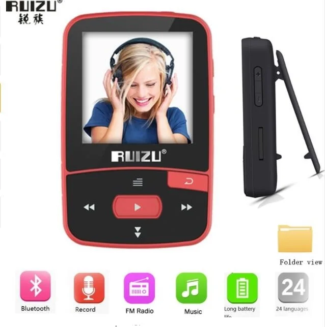 Ruidu X50 Спортивный Bluetooth MP3-плеер 8 Гб мини клип с экраном Поддержка FM, запись, электронная книга, часы, шагомер vFzsSS29bp