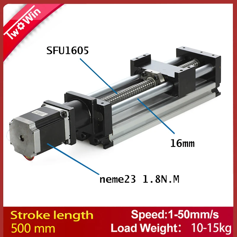 Линейный привод системы Линейный модуль таблицы 500 мм Длина путешествия CNC направляющая 1605 шариковый винт раздвижной стол