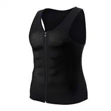 Мужской жилет для похудения, рубашка для фитнеса неопреновый, талия, тренажер, потеря веса, потогонный костюм для сауны, формирователь тела, майка на молнии M-2XL