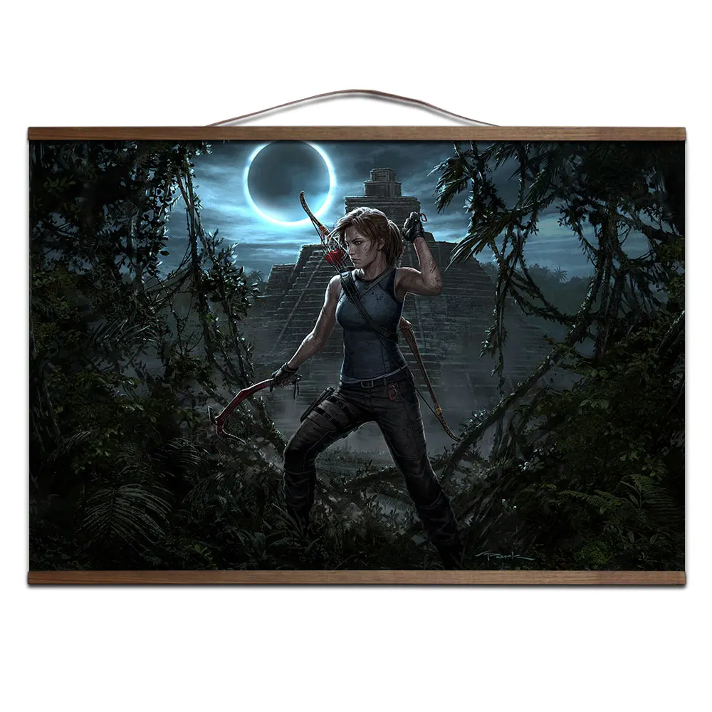 Shadow of the Tomb Raider игровой плакат для HD холст декоративные постеры настенная живопись с твердой деревянной подвеской свиток - Цвет: 15