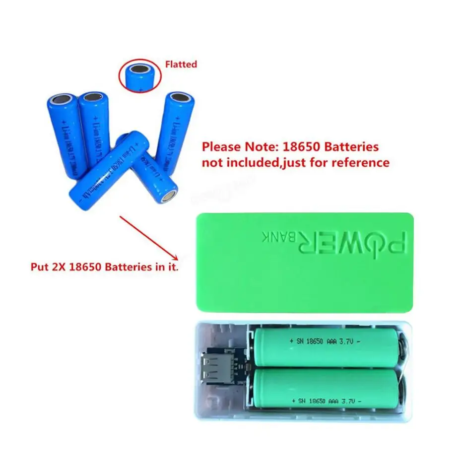 5600 мАч 2X18650 USB внешний аккумулятор зарядное устройство чехол DIY коробка для iPhone Sumsang Plug and Play с usb-кабелем