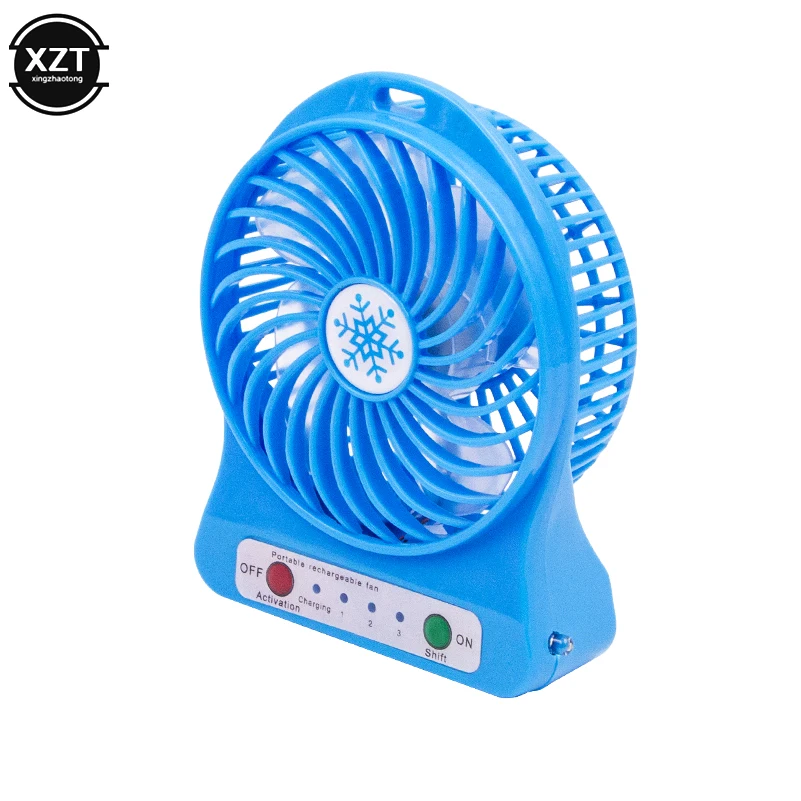 Mini Portable USB Fan LED Light Air Cooler Small Desk Rechargeable 18650 Battery Cooling Fan For for PC Computer Powerbank