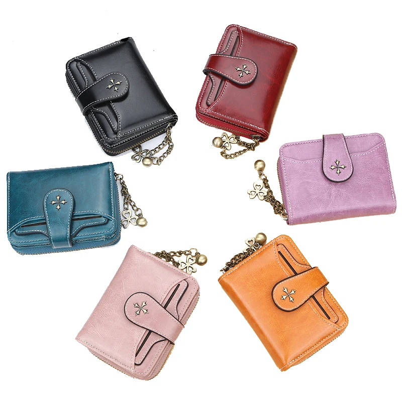 

AOEO Mini Wallet For Girls Candy Color PU Leather Small Purse Female Id Card Holder Zipper Bag Coins All In One Women Wallets