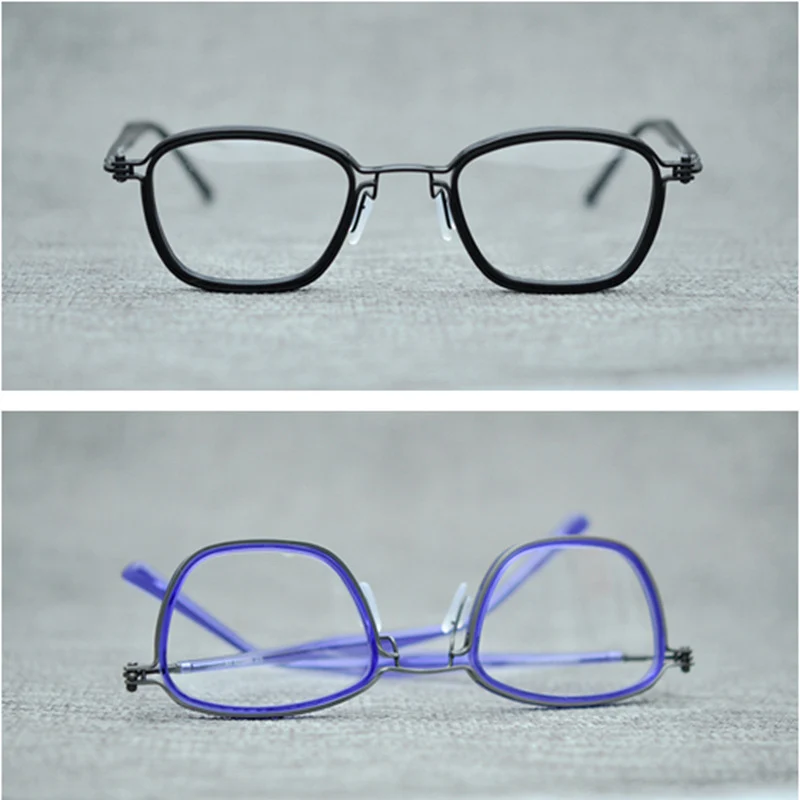 

Cubojue Small Square Glasses Men Titanium Eyeglasses Frame Man Nerd Prescription Spectacles Vintage Nerd Points for Optic Lens