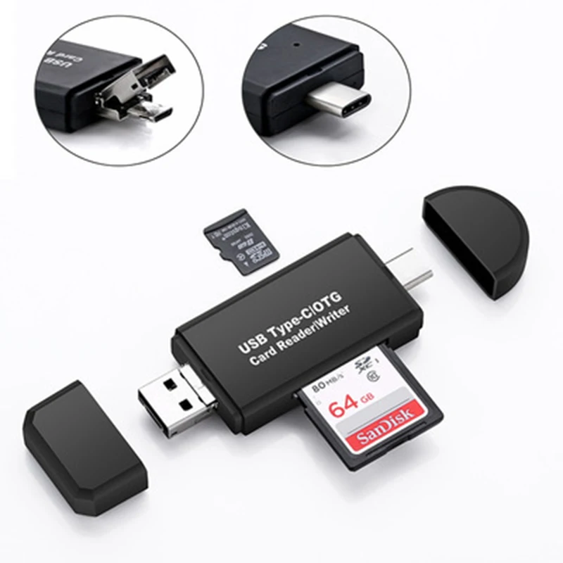 Тип C & micro USB и USB 3 в 1 OTG картридер высокоскоростной USB2.0 Универсальный OTG TF/SD для Android компьютер удлинитель-переходник