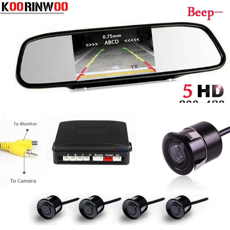 Koorinwoo Visual car Parking Sensor rearview mirror radar Buzzer Parktronic Car rear view font b camera