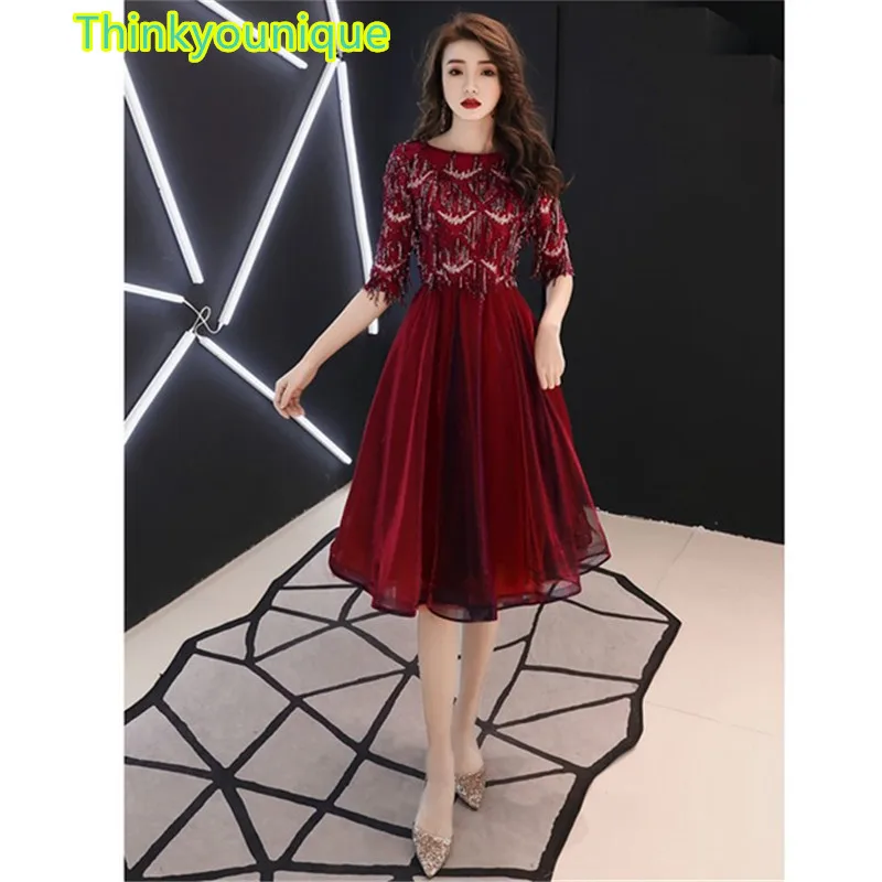 Короткое платье для выпускного вечера с круглым вырезом robe de soiree longue vestido festa longo A
