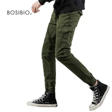 BOSIBIO Модные мужские повседневные штаны армейские зеленые боковые карманы длиной до щиколотки джоггеры брюки весна лето мужские брюки G3581