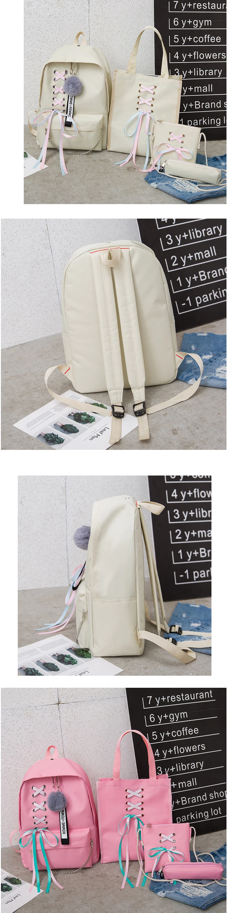 Buyuwant 4 шт. набор школьная сумка старшеклассники Женский Досуг холщовый рюкзак женский рюкзак для девочки-подростка BW05-BP-fbsnys