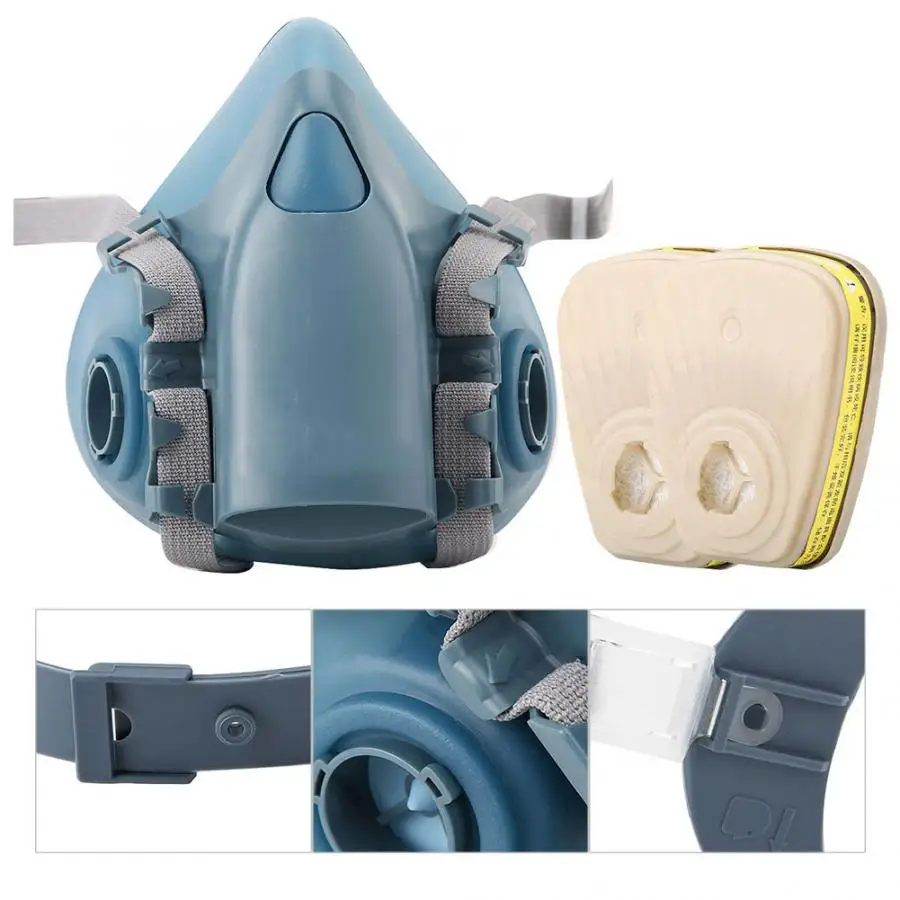 Respirator Gas Mask Acid Gas Filter Cartridge Kit Protective Facepiece Safety Protector