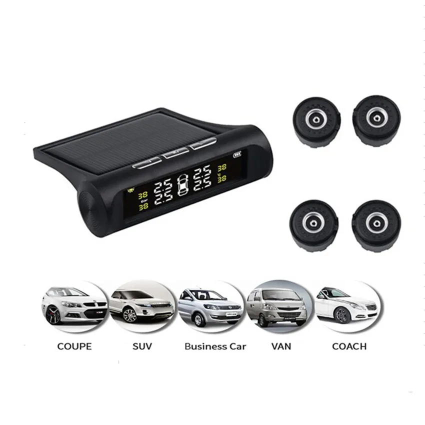 

Sensor battery replaceable Solar TPMS tire pressure alarm Tyre leak high temperature alarm USB tire pressure monitoring system