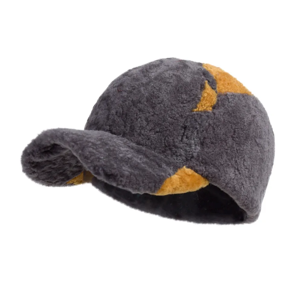 

Lamb Fur Baseball Cap Multicolor Winter Warm Hat Fur Story 17610