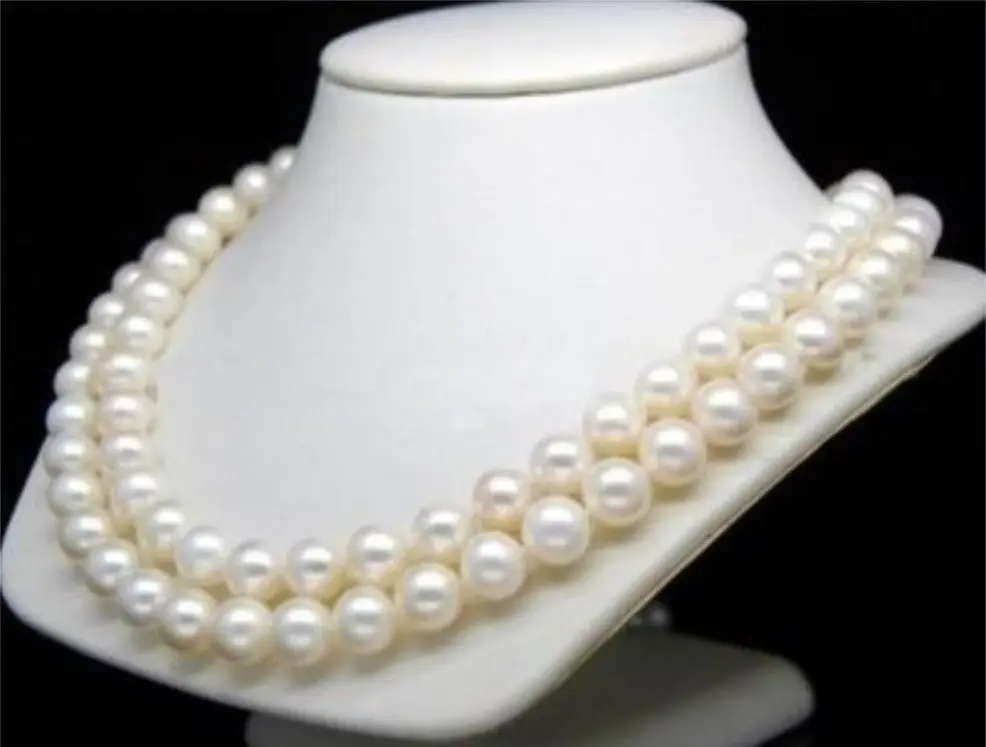 

Free Shipping >>>>>9-10MM WHITE AKOYA ROUND PEARL NECKLACE 33" 14K Gold Clasp