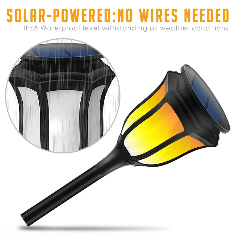 

Solar Lamp Decoration Flickering Flame Waterproof Automatic Charging Wall Mounting Landscape LED Light Durable Easy Install
