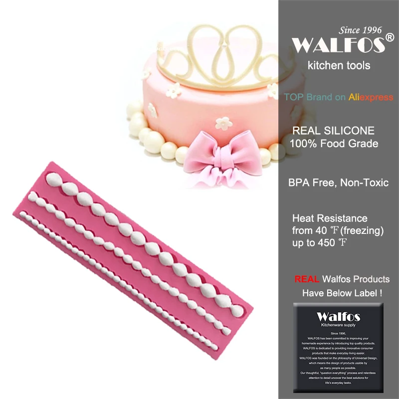 WALFOS DIY милые жемчужные струнные бусины силиконовые формы для украшения торта помадка форма для выпечки