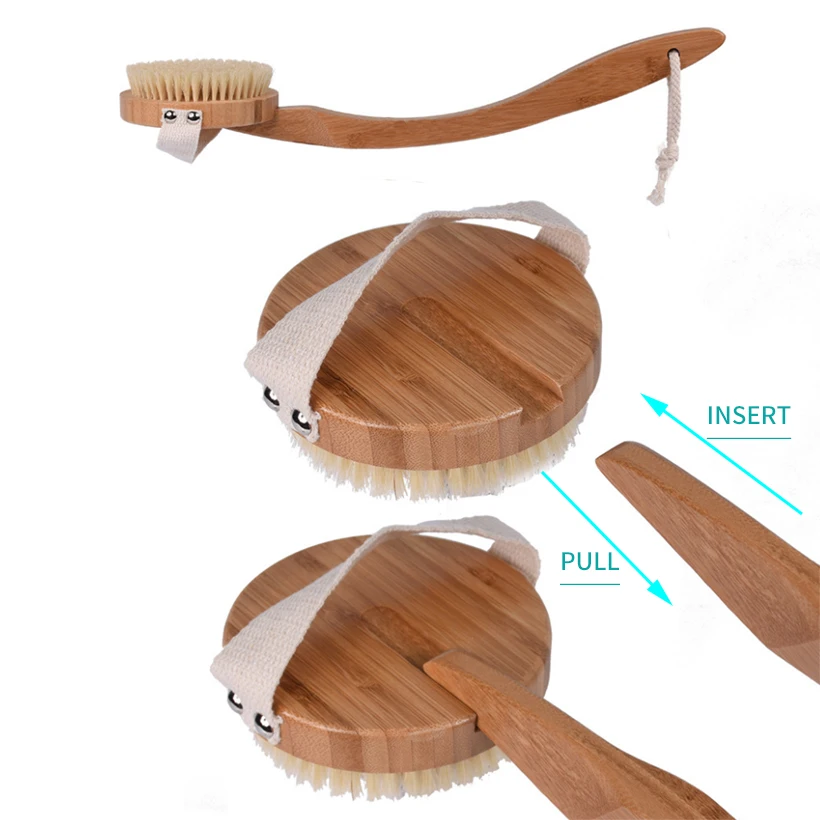 Щетка для массажа тела TREESMILE спа Массажная щетка ванны с натуральной щетиной