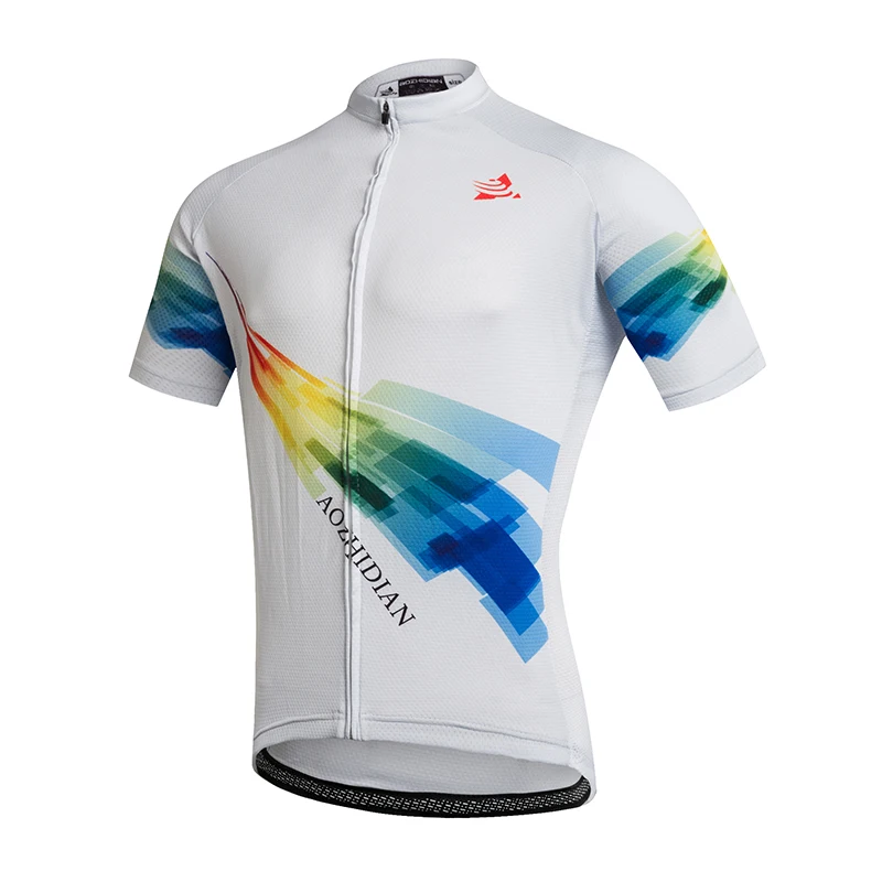 

2019 White Rainbow Outdoor Sportswear Summer Men Cycling Jersey Anti-sweat Road Bike Clothing Quick Dry Ropa Ciclismo