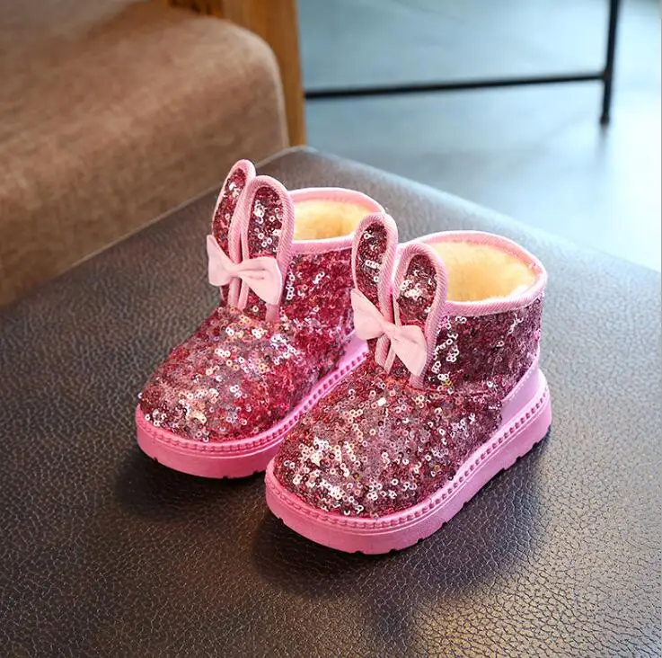 Зимняя обувь для девочек; зимние войлочные ботинки принцессы; красная детская обувь с мехом; водонепроницаемые резиновые сапоги; ботильоны для девочек