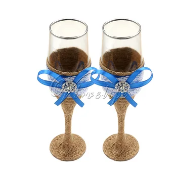 

Wedding Toasting Glasses 2Pcs/set Transparent Red Wine Cup Burlap Wedding Champagne Glasses Gift Box For Wedding Party Decor