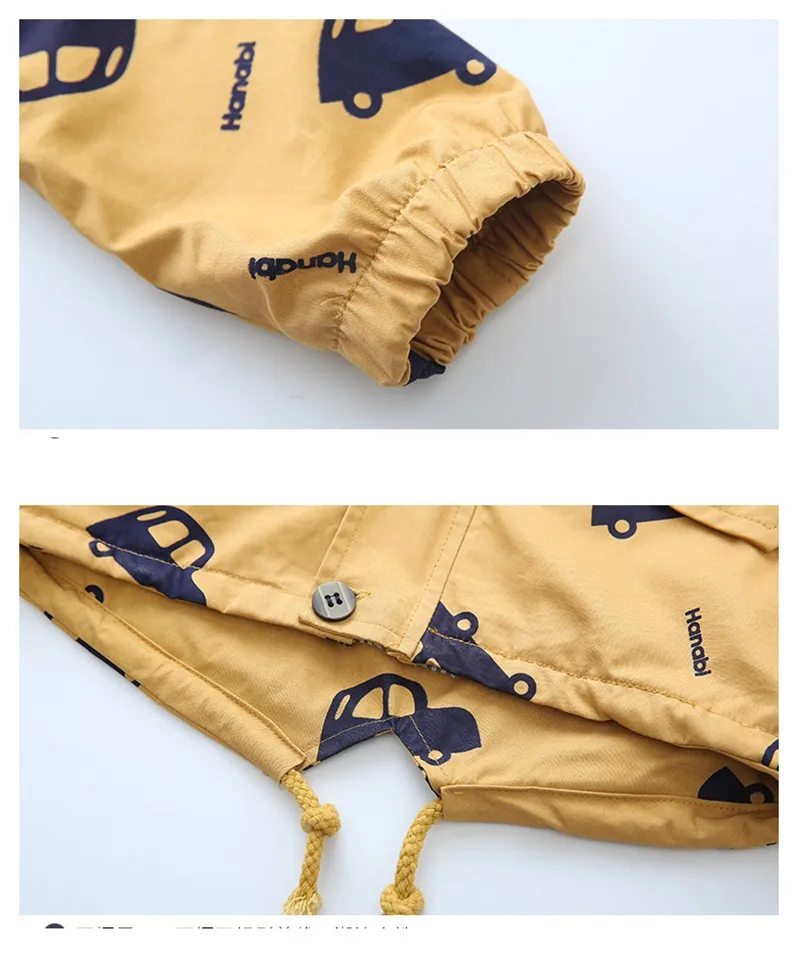 70-120cm 2018 Autumn Jacket Boys Girls Kids Outerwear Cute Car Windbreaker Coats Fashion Print Canvas Baby Children Clothing 