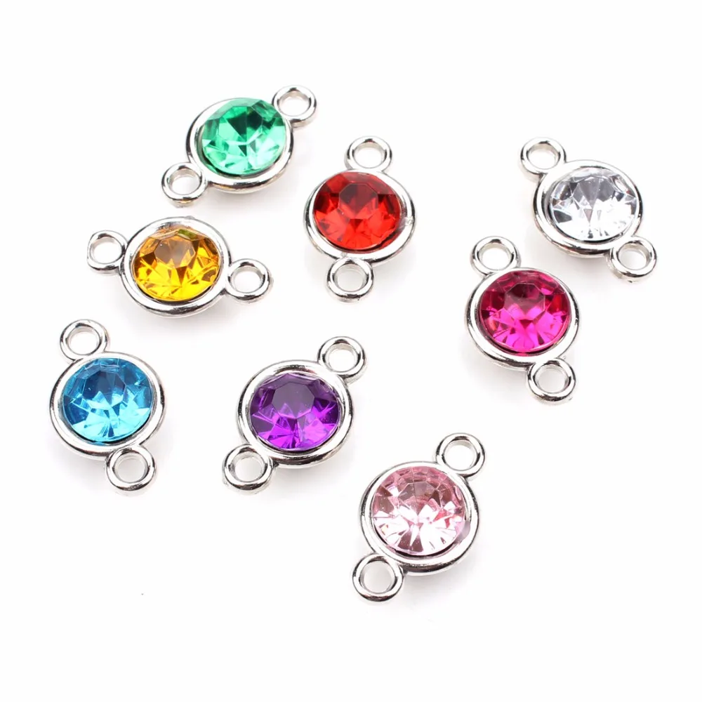 

10pcs/lot New Fashion Mix Color Natural Round Acrylic Gemstone Connector Link Gold Plated Bezel Frame For Carft Gift