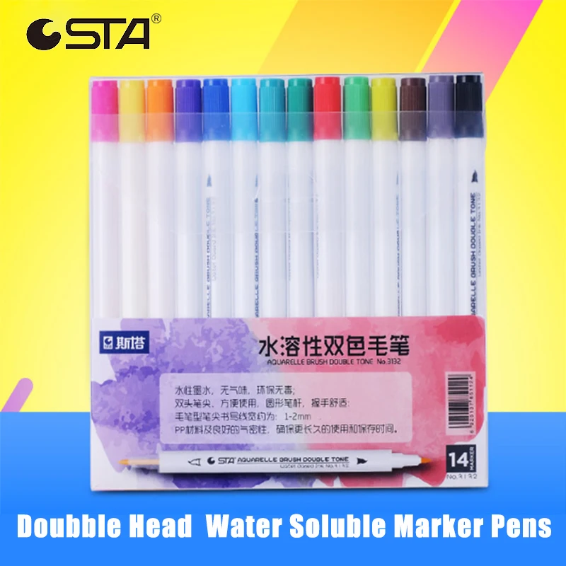 

STA Art Markers Water-Soluble Double Head Pen For Drawing Comics Hand-painted Brush Marker Set Art Supplies Dual Tip Pens