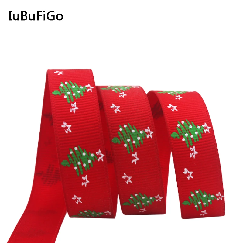 

[IuBuFiGo] 3/8 "(9 мм) лента для рождественской елки X'mas Grpsgrain лента для украшения 10y